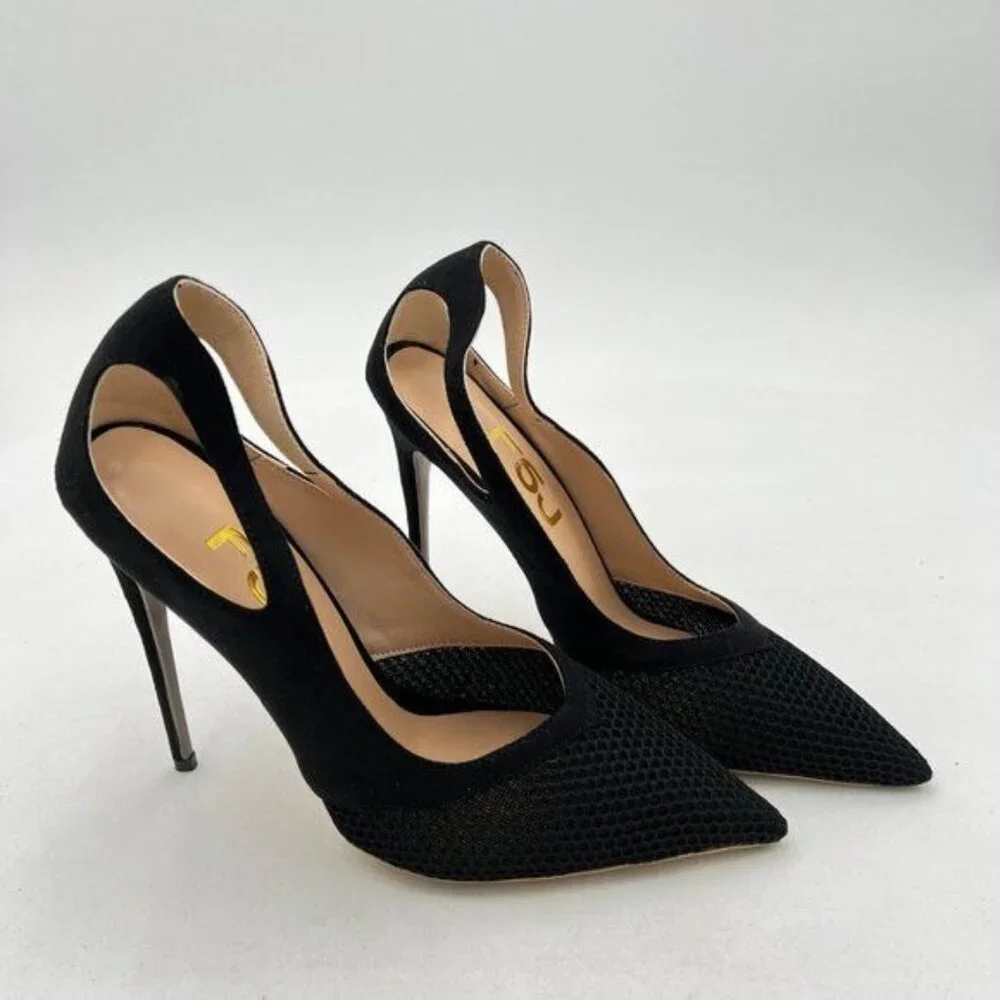FSJ Women Elegant Mesh High Heel Pump Pointed Toe Stiletto Thin Slip on Dress